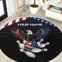 Custom Patriotic Bowling Round Carpet with Bald Eagle, American Flag Bowling Ball - Wonder Print Shop