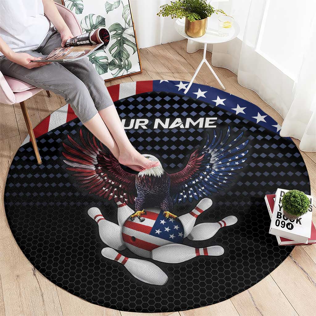 Custom Patriotic Bowling Round Carpet with Bald Eagle, American Flag Bowling Ball - Wonder Print Shop