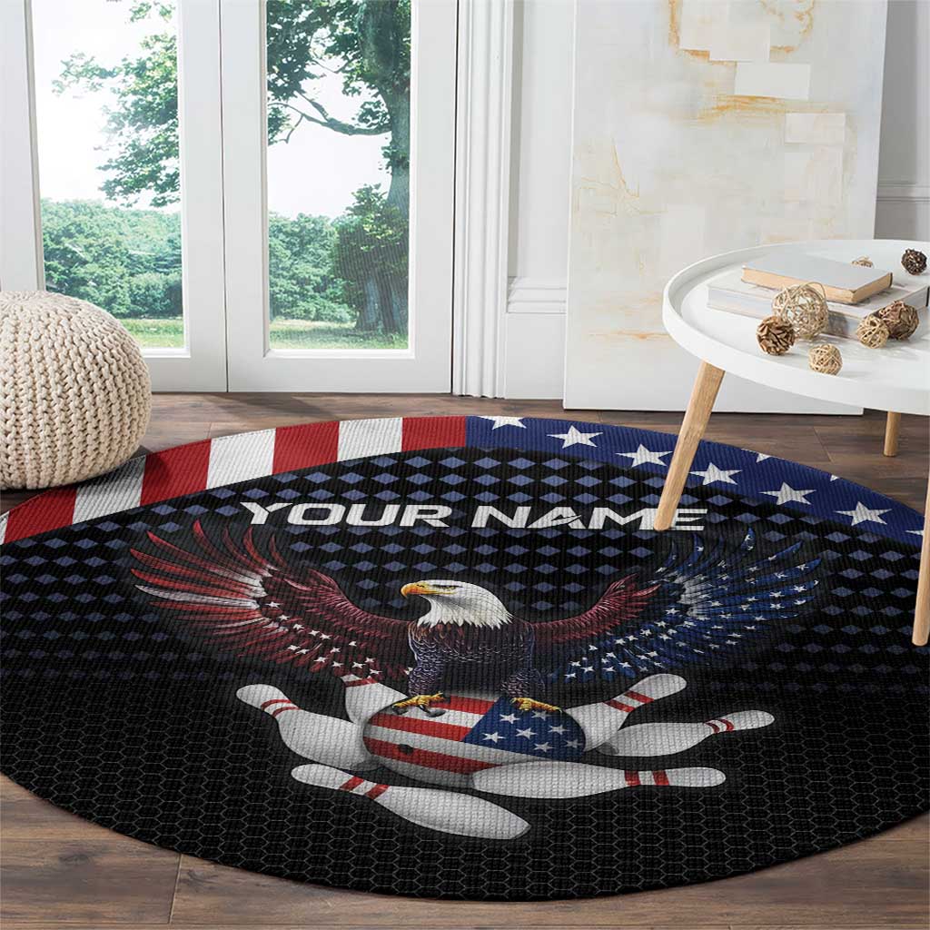 Custom Patriotic Bowling Round Carpet with Bald Eagle, American Flag Bowling Ball - Wonder Print Shop
