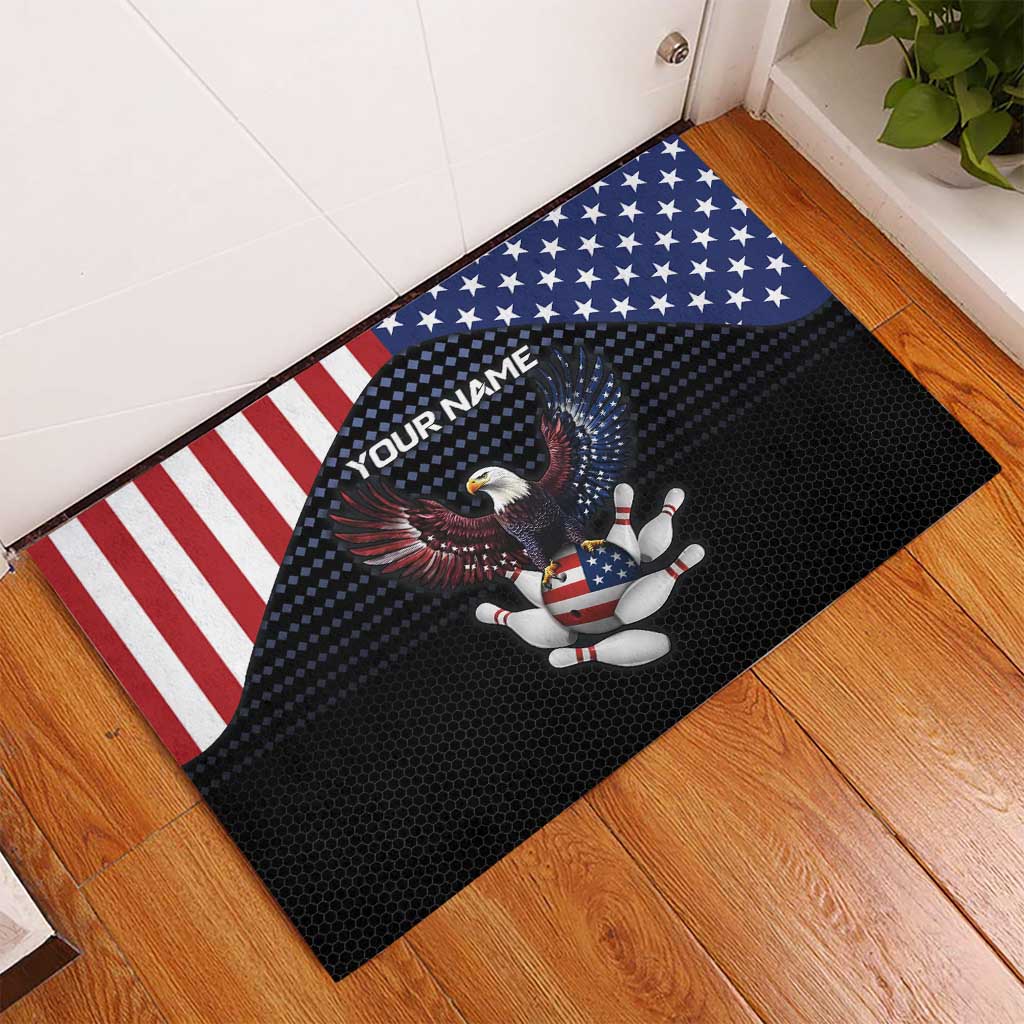 Custom Patriotic Bowling Rubber Doormat with Bald Eagle, American Flag Bowling Ball - Wonder Print Shop