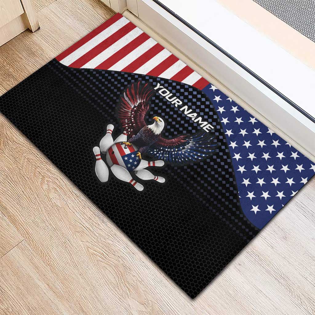 Custom Patriotic Bowling Rubber Doormat with Bald Eagle, American Flag Bowling Ball - Wonder Print Shop