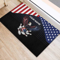 Custom Patriotic Bowling Rubber Doormat with Bald Eagle, American Flag Bowling Ball - Wonder Print Shop