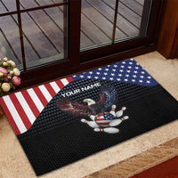 Custom Patriotic Bowling Rubber Doormat with Bald Eagle, American Flag Bowling Ball - Wonder Print Shop