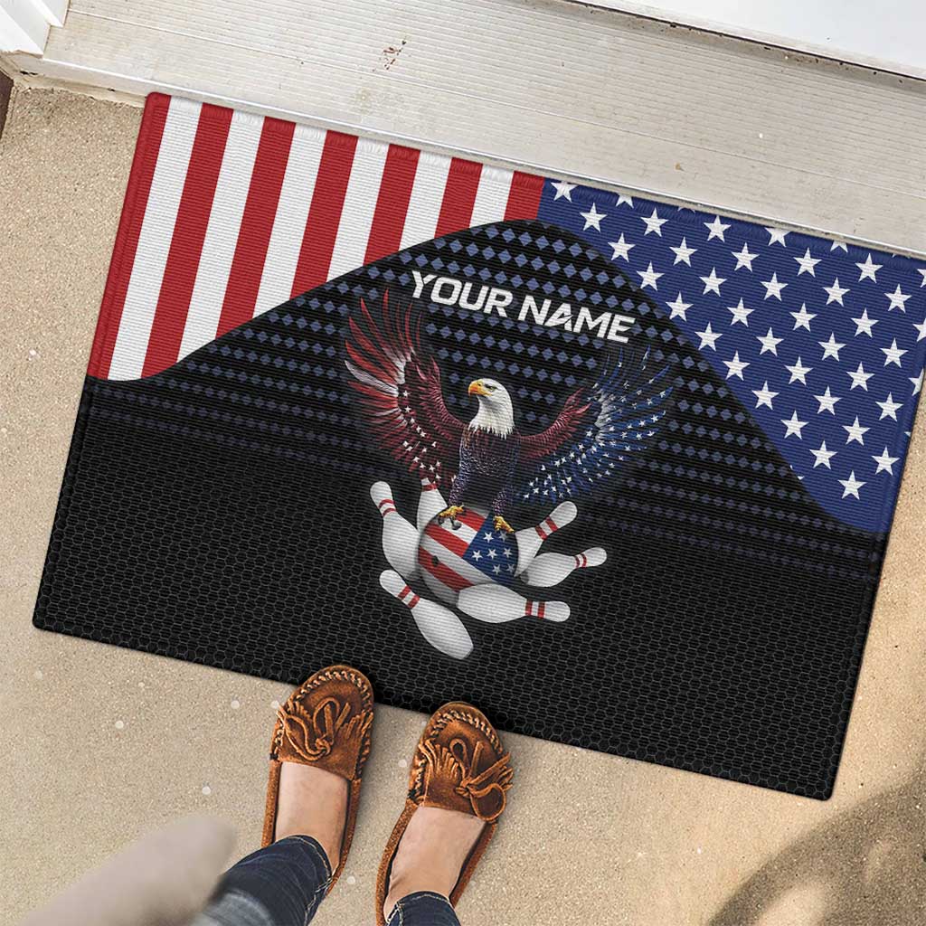 Custom Patriotic Bowling Rubber Doormat with Bald Eagle, American Flag Bowling Ball - Wonder Print Shop