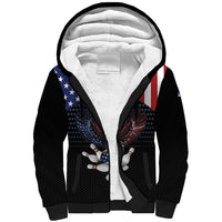 Custom Patriotic Bowling Sherpa Hoodie with Bald Eagle, American Flag Bowling Ball - Wonder Print Shop