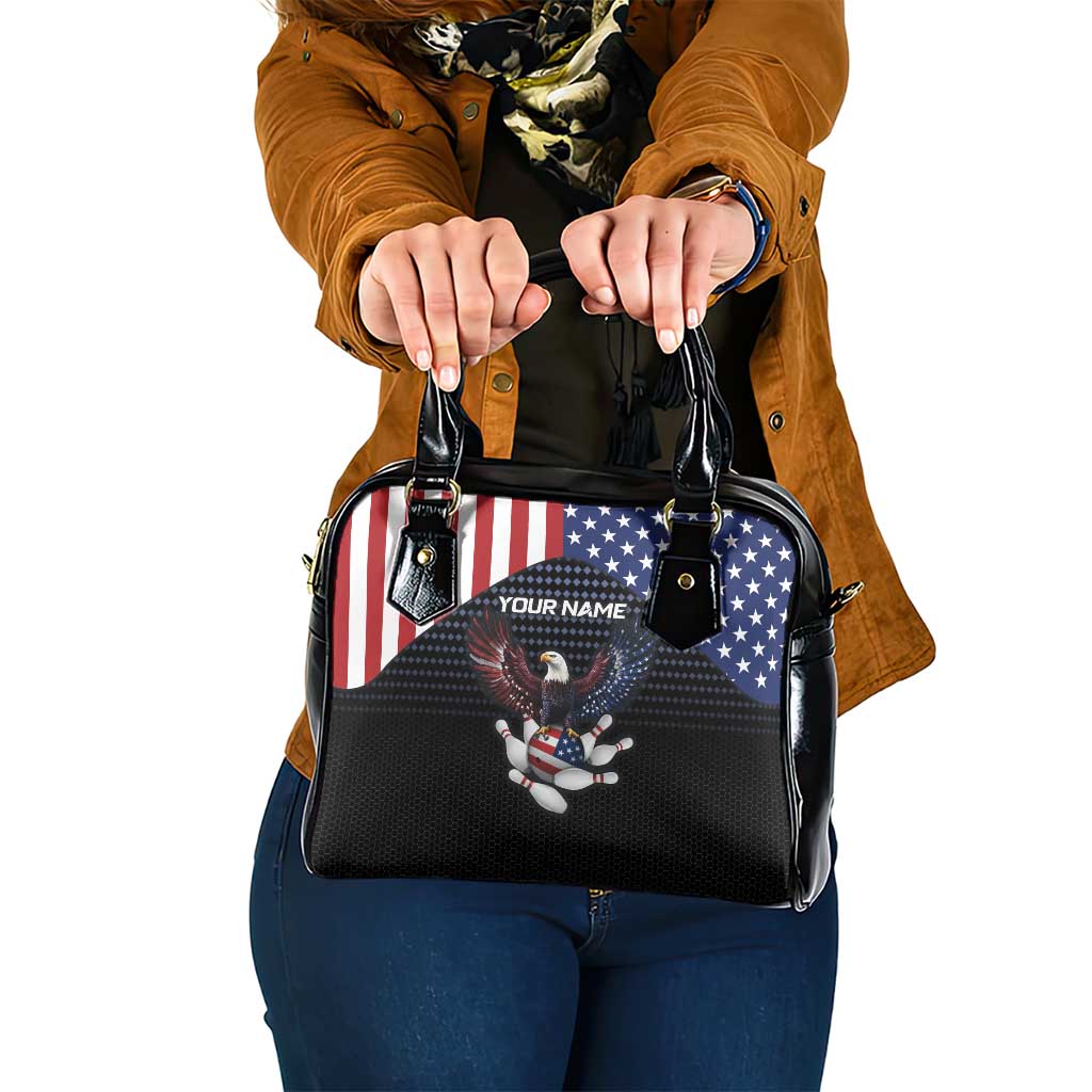 Custom Patriotic Bowling Shoulder Handbag with Bald Eagle, American Flag Bowling Ball - Wonder Print Shop