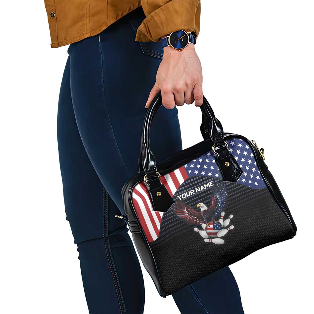 Custom Patriotic Bowling Shoulder Handbag with Bald Eagle, American Flag Bowling Ball - Wonder Print Shop