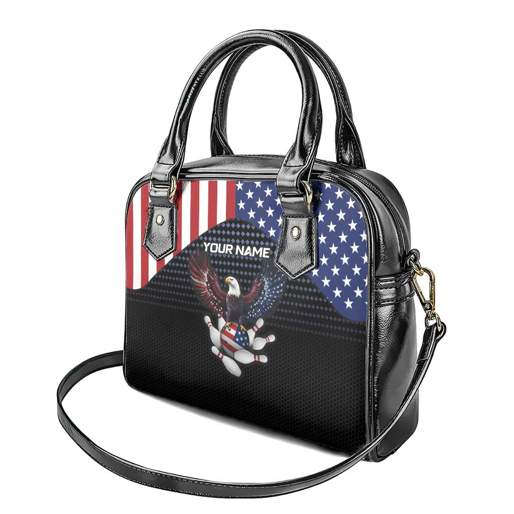 Custom Patriotic Bowling Shoulder Handbag with Bald Eagle, American Flag Bowling Ball - Wonder Print Shop