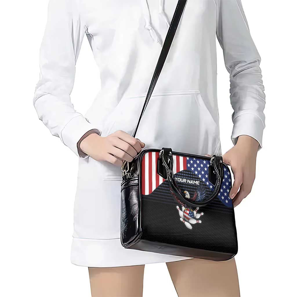 Custom Patriotic Bowling Shoulder Handbag with Bald Eagle, American Flag Bowling Ball - Wonder Print Shop