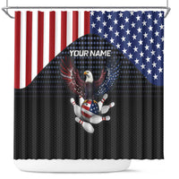 Custom Patriotic Bowling Shower Curtain with Bald Eagle, American Flag Bowling Ball - Wonder Print Shop