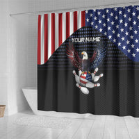Custom Patriotic Bowling Shower Curtain with Bald Eagle, American Flag Bowling Ball - Wonder Print Shop
