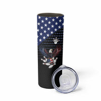 Custom Patriotic Bowling Skinny Tumbler with Bald Eagle, American Flag Bowling Ball - Wonder Print Shop