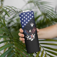 Custom Patriotic Bowling Skinny Tumbler with Bald Eagle, American Flag Bowling Ball - Wonder Print Shop