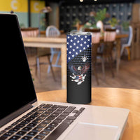 Custom Patriotic Bowling Skinny Tumbler with Bald Eagle, American Flag Bowling Ball - Wonder Print Shop