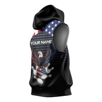 Custom Patriotic Bowling Sleeveless Hoodie with Bald Eagle, American Flag Bowling Ball - Wonder Print Shop