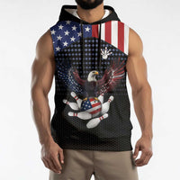 Custom Patriotic Bowling Sleeveless Hoodie with Bald Eagle, American Flag Bowling Ball - Wonder Print Shop
