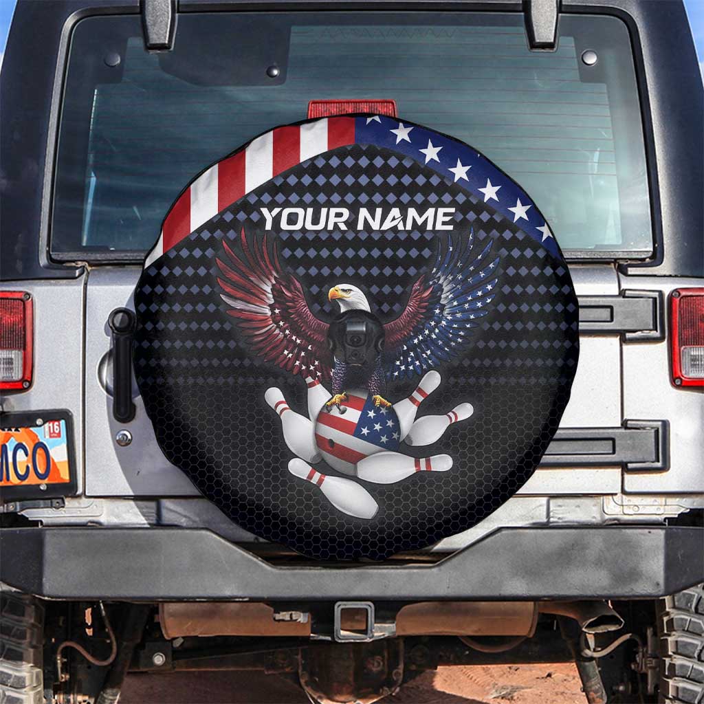Custom Patriotic Bowling Spare Tire Cover with Bald Eagle, American Flag Bowling Ball - Wonder Print Shop