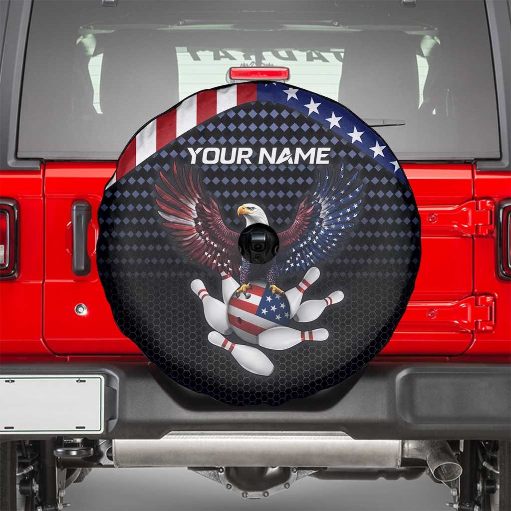 Custom Patriotic Bowling Spare Tire Cover with Bald Eagle, American Flag Bowling Ball - Wonder Print Shop