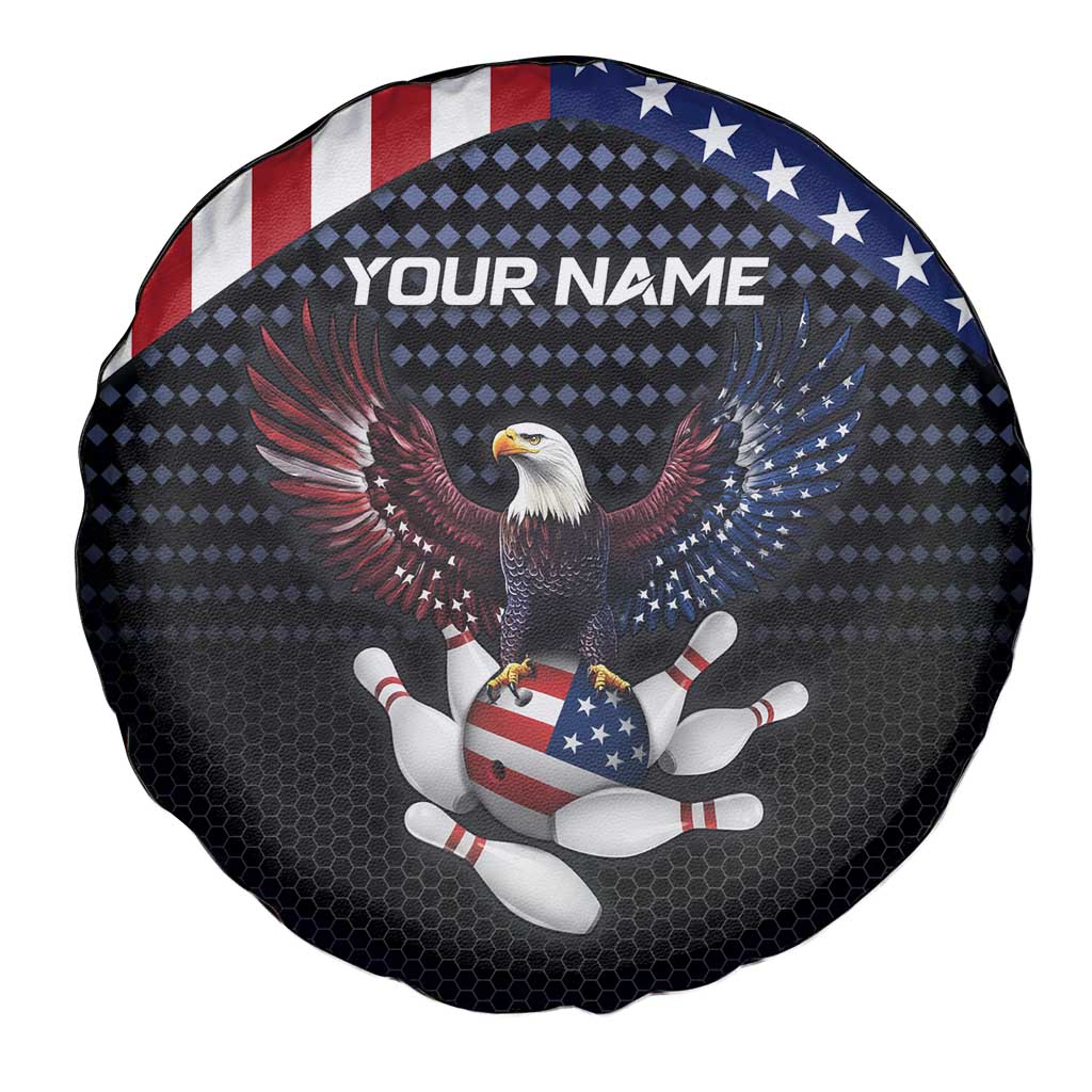 Custom Patriotic Bowling Spare Tire Cover with Bald Eagle, American Flag Bowling Ball - Wonder Print Shop