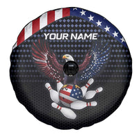 Custom Patriotic Bowling Spare Tire Cover with Bald Eagle, American Flag Bowling Ball - Wonder Print Shop