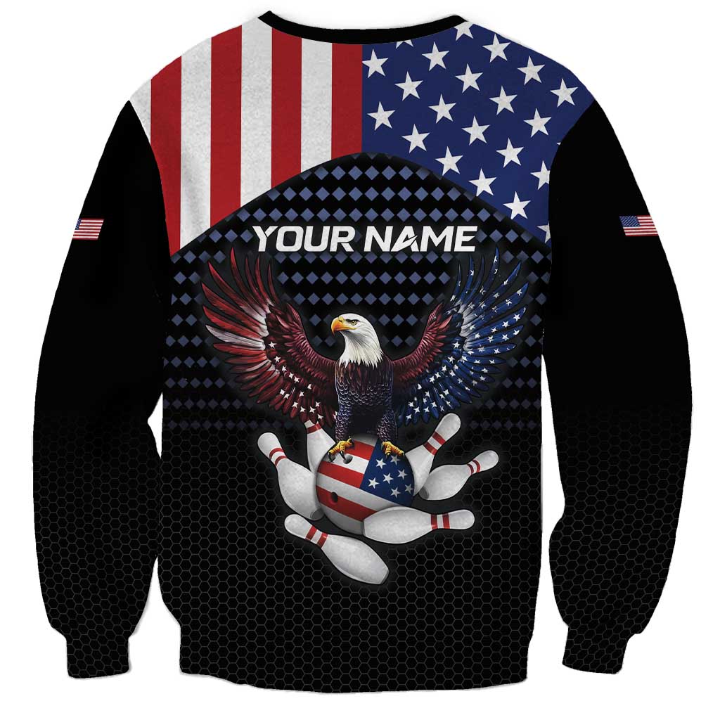 Custom Patriotic Bowling Sweatshirt with Bald Eagle, American Flag Bowling Ball - Wonder Print Shop
