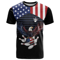 Custom Patriotic Bowling T Shirt with Bald Eagle, American Flag Bowling Ball - Wonder Print Shop