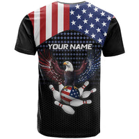 Custom Patriotic Bowling T Shirt with Bald Eagle, American Flag Bowling Ball - Wonder Print Shop