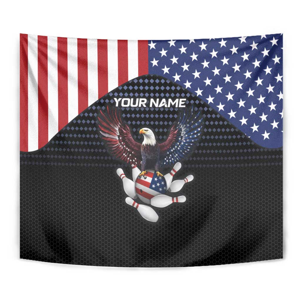 Custom Patriotic Bowling Tapestry with Bald Eagle, American Flag Bowling Ball - Wonder Print Shop