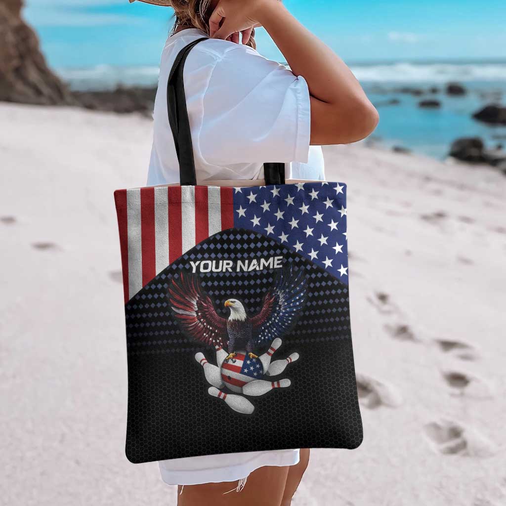 Custom Patriotic Bowling Tote Bag with Bald Eagle, American Flag Bowling Ball - Wonder Print Shop