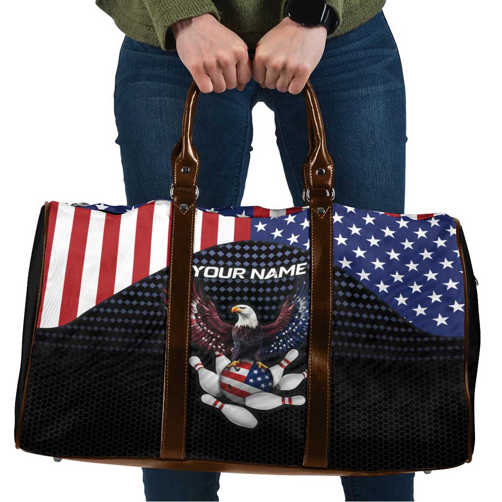 Custom Patriotic Bowling Travel Bag with Bald Eagle, American Flag Bowling Ball - Wonder Print Shop