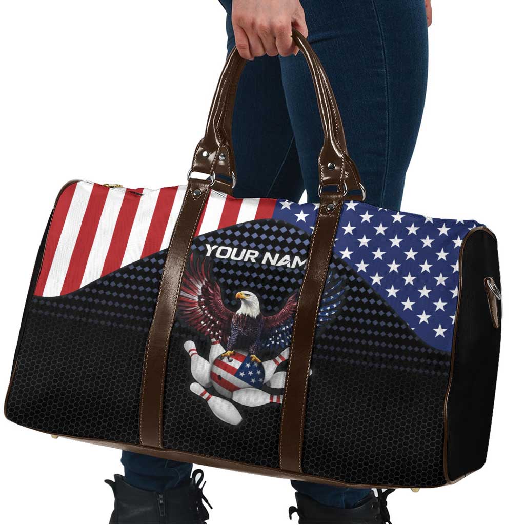 Custom Patriotic Bowling Travel Bag with Bald Eagle, American Flag Bowling Ball - Wonder Print Shop