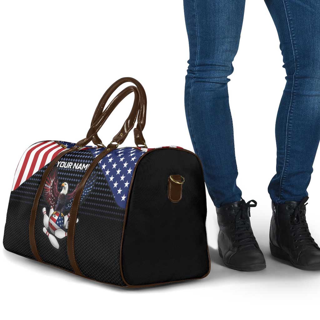 Custom Patriotic Bowling Travel Bag with Bald Eagle, American Flag Bowling Ball - Wonder Print Shop