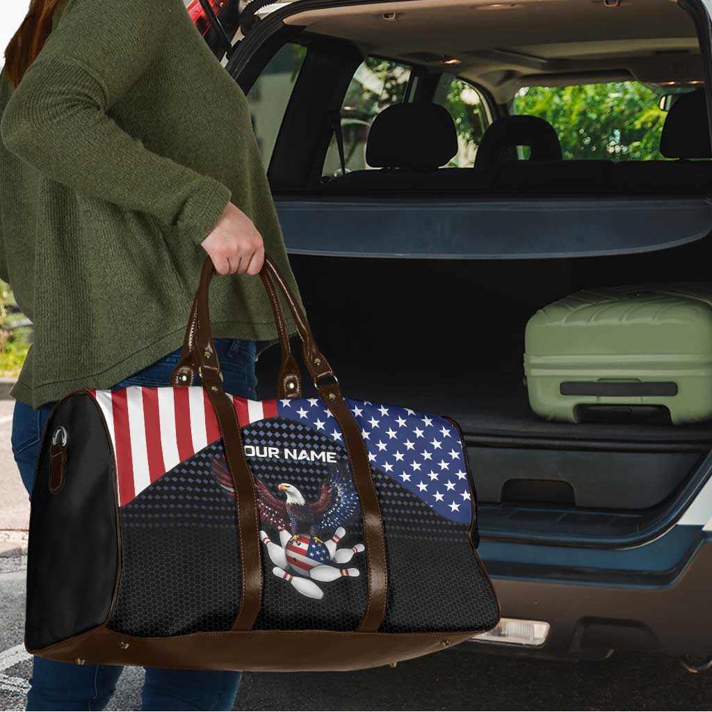 Custom Patriotic Bowling Travel Bag with Bald Eagle, American Flag Bowling Ball - Wonder Print Shop