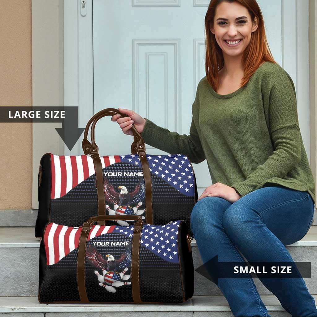 Custom Patriotic Bowling Travel Bag with Bald Eagle, American Flag Bowling Ball - Wonder Print Shop
