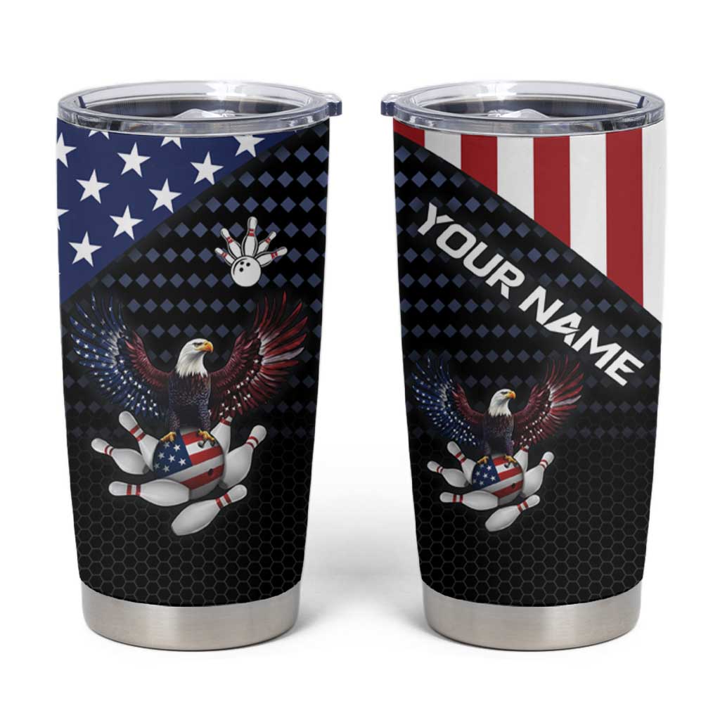 Custom Patriotic Bowling Tumbler Cup with Bald Eagle, American Flag Bowling Ball - Wonder Print Shop