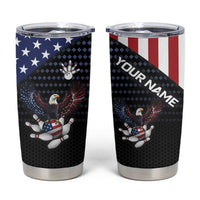 Custom Patriotic Bowling Tumbler Cup with Bald Eagle, American Flag Bowling Ball - Wonder Print Shop