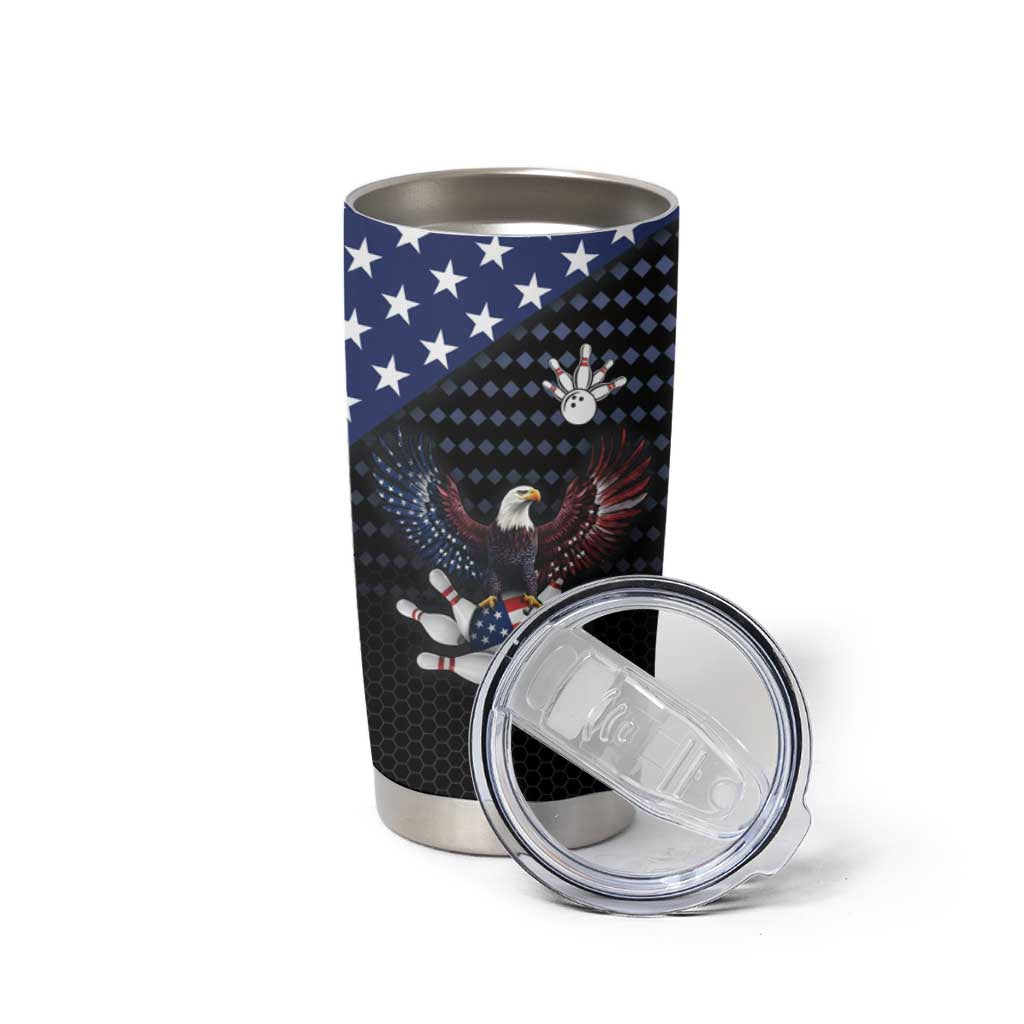 Custom Patriotic Bowling Tumbler Cup with Bald Eagle, American Flag Bowling Ball - Wonder Print Shop