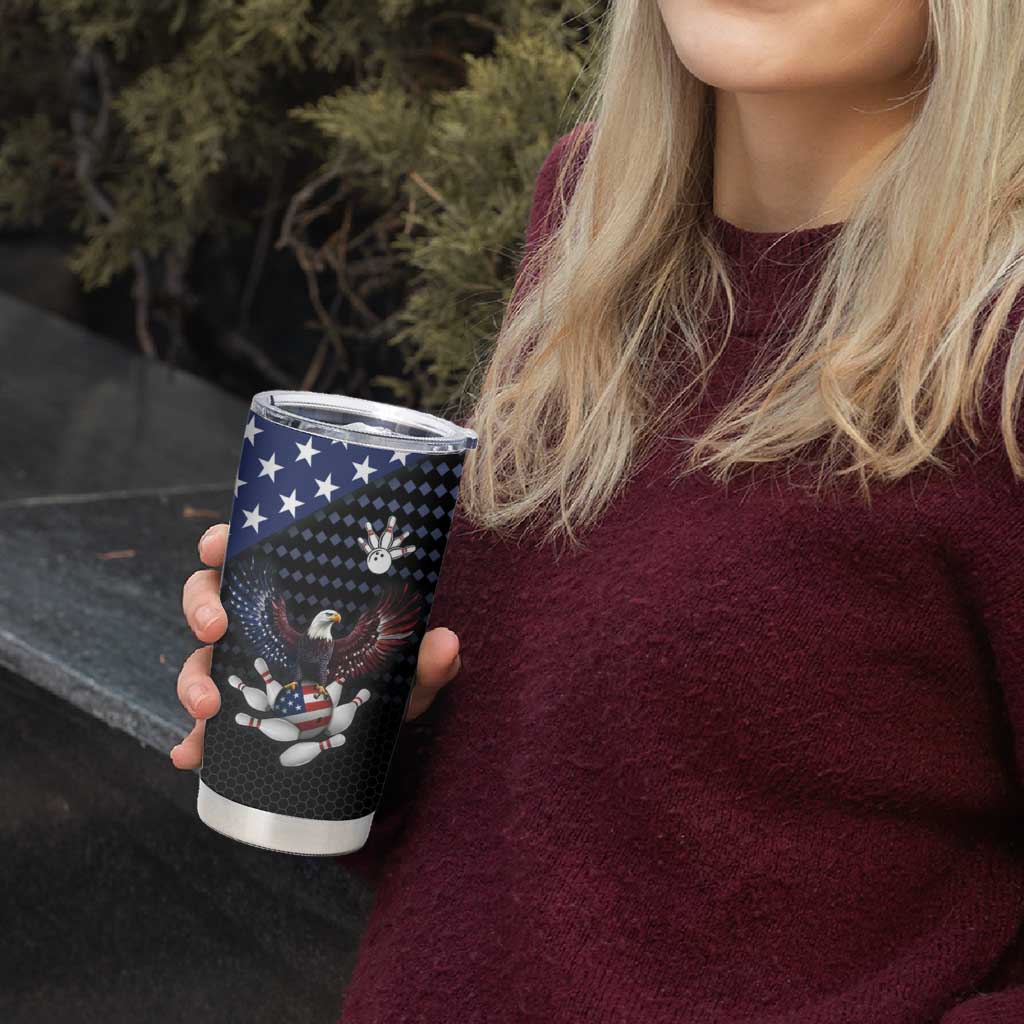 Custom Patriotic Bowling Tumbler Cup with Bald Eagle, American Flag Bowling Ball - Wonder Print Shop