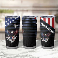 Custom Patriotic Bowling Tumbler Cup with Bald Eagle, American Flag Bowling Ball - Wonder Print Shop