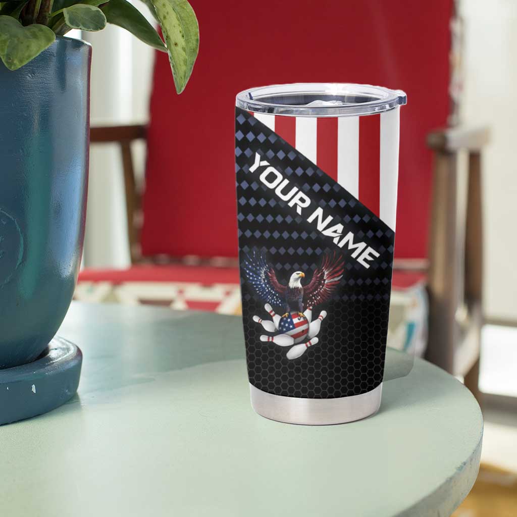 Custom Patriotic Bowling Tumbler Cup with Bald Eagle, American Flag Bowling Ball - Wonder Print Shop