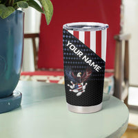 Custom Patriotic Bowling Tumbler Cup with Bald Eagle, American Flag Bowling Ball - Wonder Print Shop