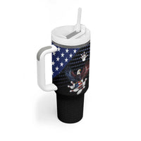 Custom Patriotic Bowling Tumbler With Handle with Bald Eagle, American Flag Bowling Ball - Wonder Print Shop