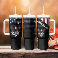 Custom Patriotic Bowling Tumbler With Handle with Bald Eagle, American Flag Bowling Ball - Wonder Print Shop