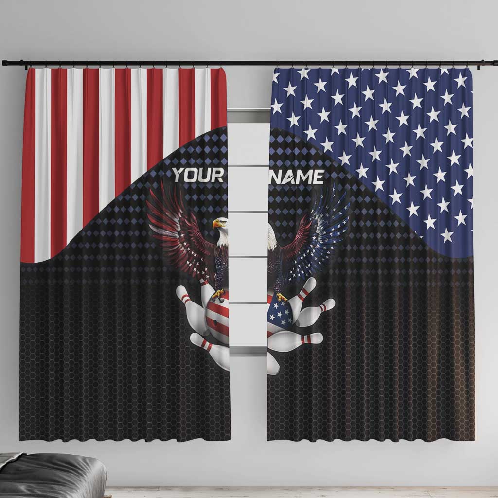Custom Patriotic Bowling Window Curtain with Bald Eagle, American Flag Bowling Ball - Wonder Print Shop