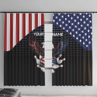 Custom Patriotic Bowling Window Curtain with Bald Eagle, American Flag Bowling Ball - Wonder Print Shop