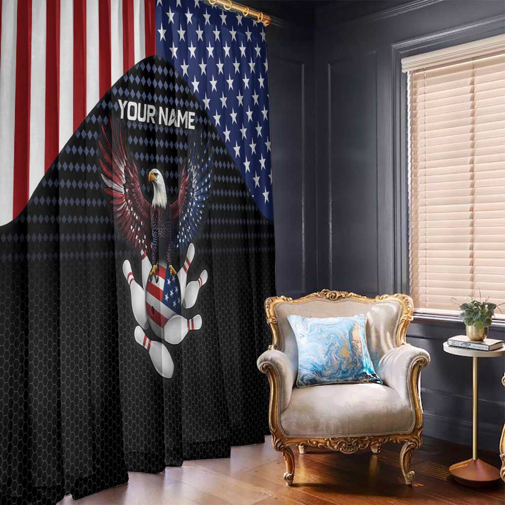 Custom Patriotic Bowling Window Curtain with Bald Eagle, American Flag Bowling Ball - Wonder Print Shop