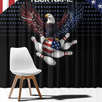 Custom Patriotic Bowling Window Curtain with Bald Eagle, American Flag Bowling Ball - Wonder Print Shop
