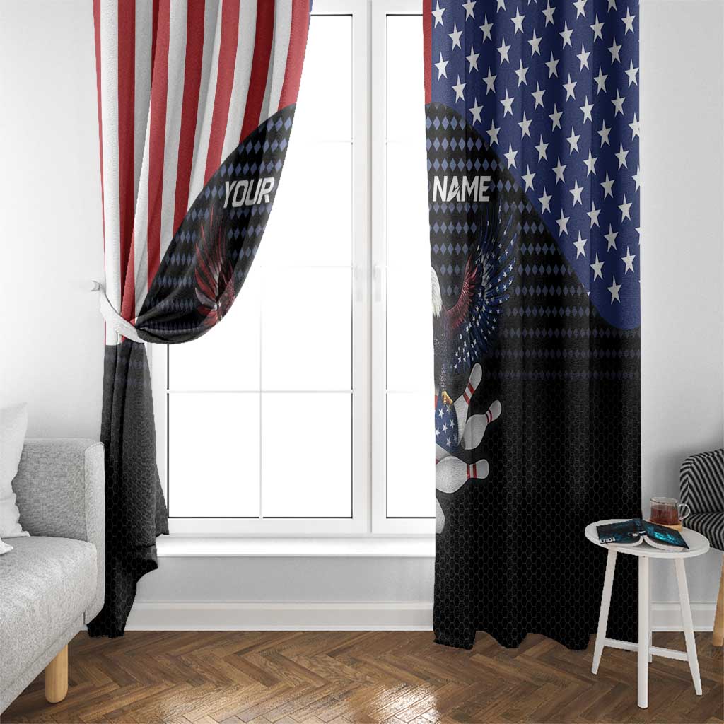 Custom Patriotic Bowling Window Curtain with Bald Eagle, American Flag Bowling Ball - Wonder Print Shop