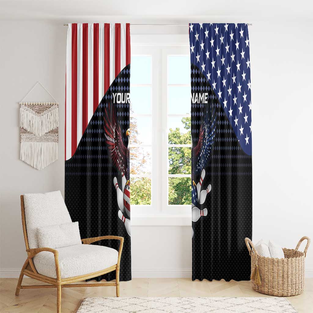 Custom Patriotic Bowling Window Curtain with Bald Eagle, American Flag Bowling Ball - Wonder Print Shop