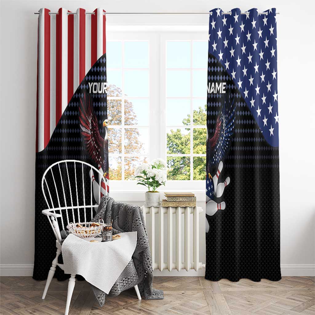 Custom Patriotic Bowling Window Curtain with Bald Eagle, American Flag Bowling Ball - Wonder Print Shop